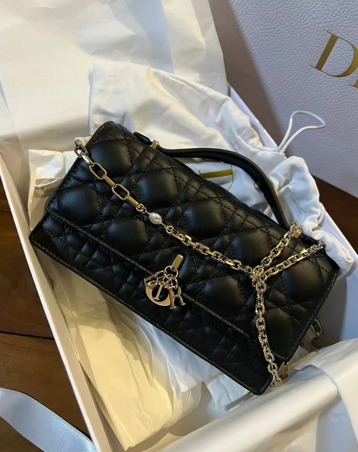 99新 DIOR/迪奥 dior lady链条包黑金/优品