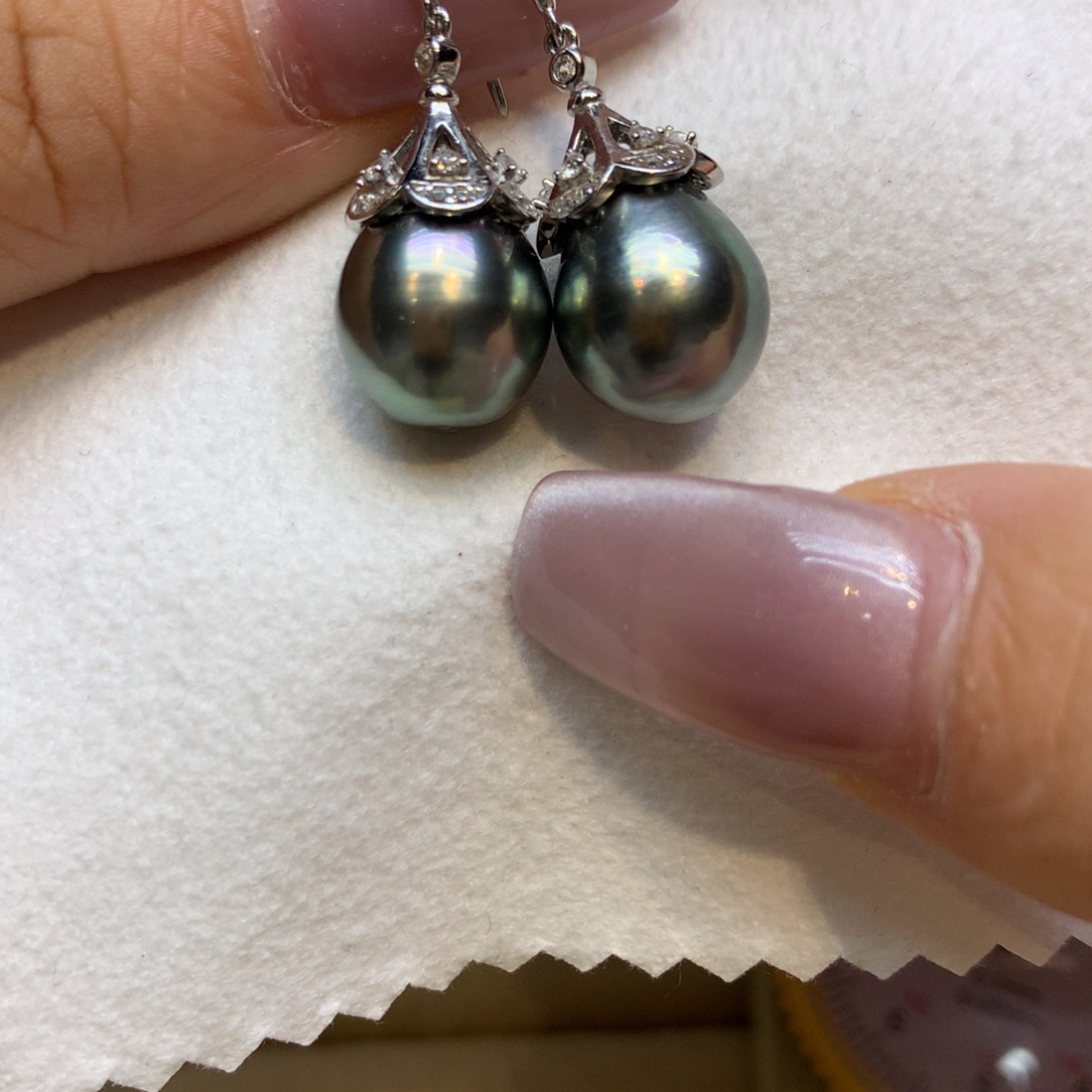 银S925镶嵌耳饰海水珍珠