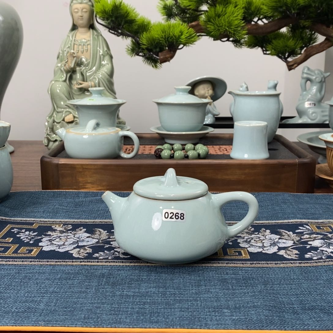 0268微瑕天青色石瓢无礼盒