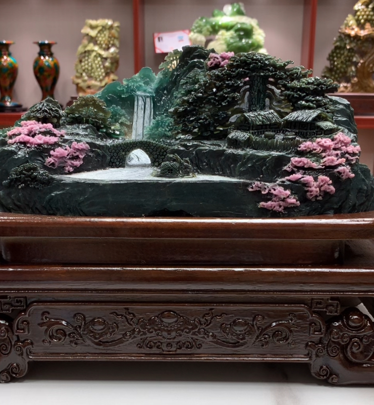 81464家居装饰摆件中式雕刻书房纪念品花鸟电视柜玄关创意山