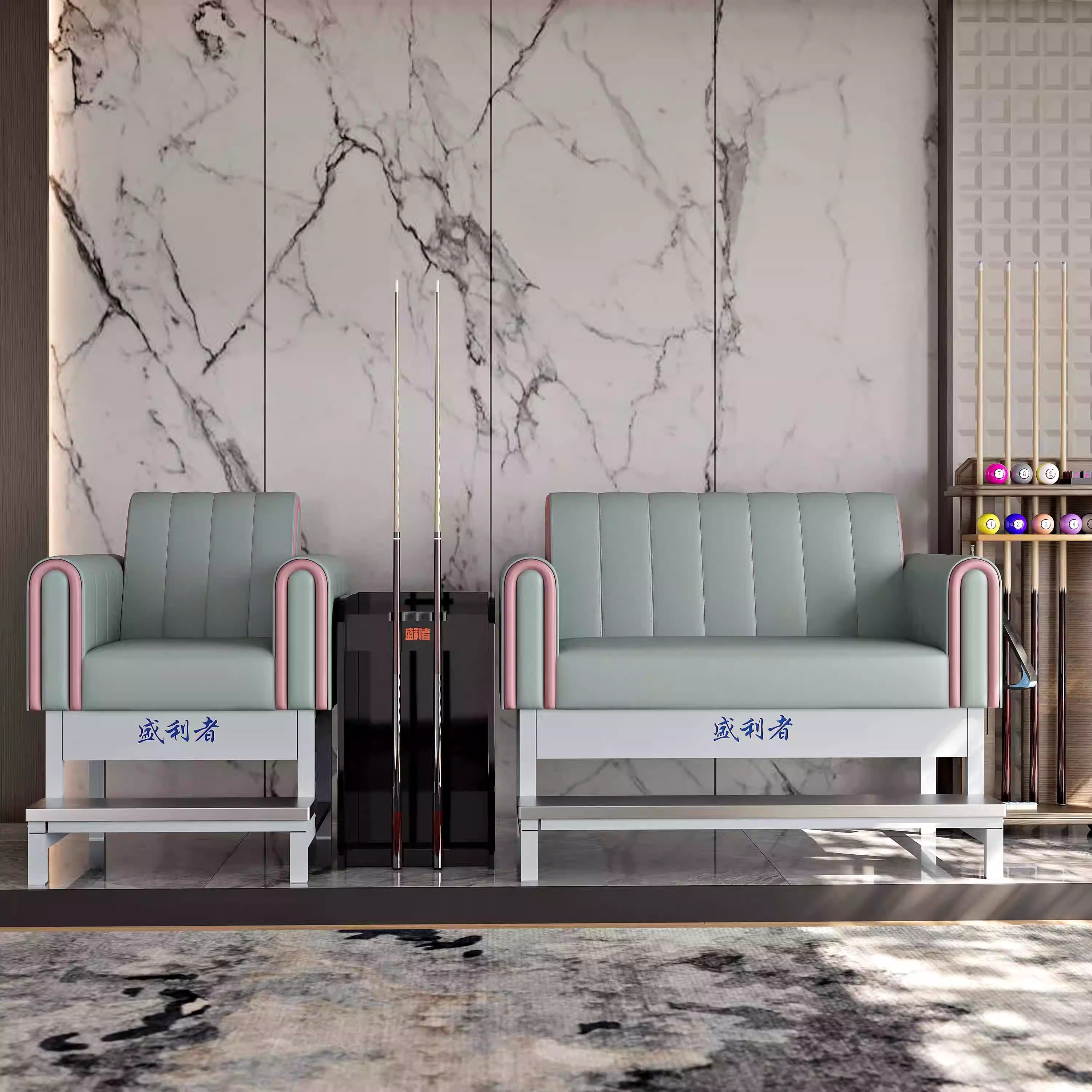 盛利者Q2轻奢款观球椅台球室沙发座椅休息椅台球厅高端休闲看球椅