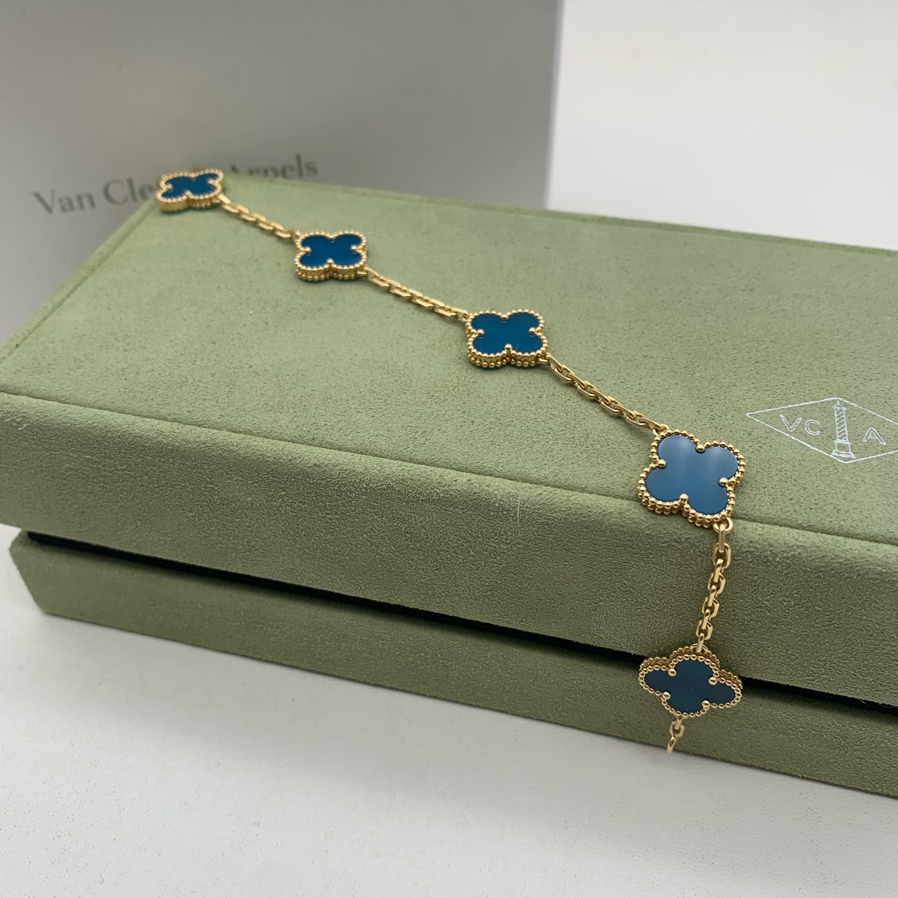 99新 梵克雅宝 19年梵克雅宝 蓝五花手链 五花手链 蓝玛瑙 