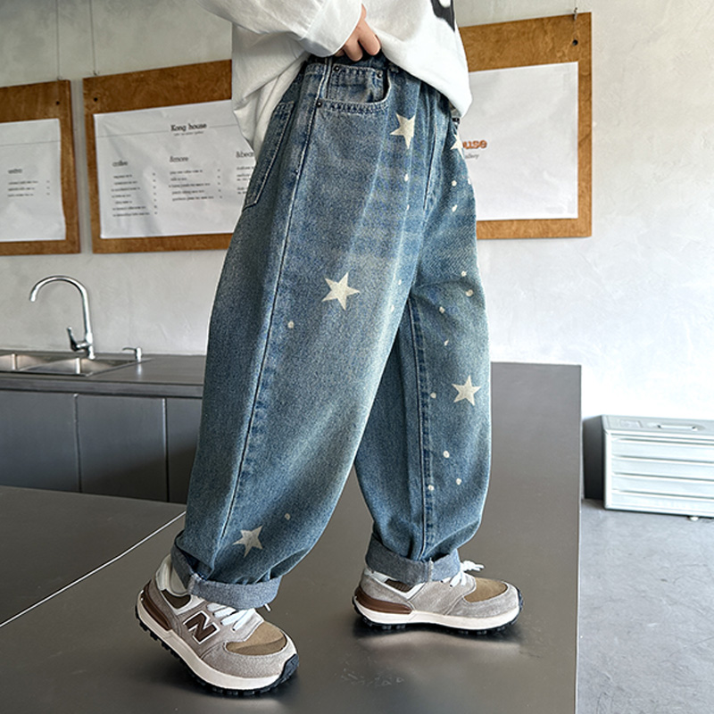 男童牛仔裤春秋款2025新款帅气儿童秋装宽松休闲裤KZ253213