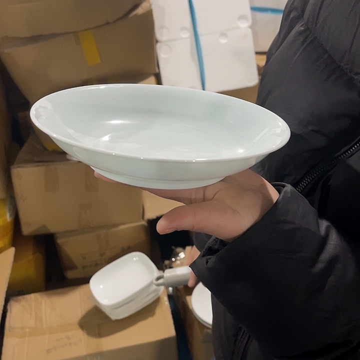 瓷片玉泥青瓷八英寸深盘四个，包邮