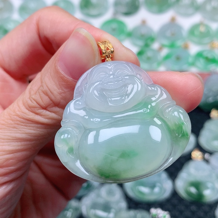 翡翠吊坠(不含链)18K金镶嵌