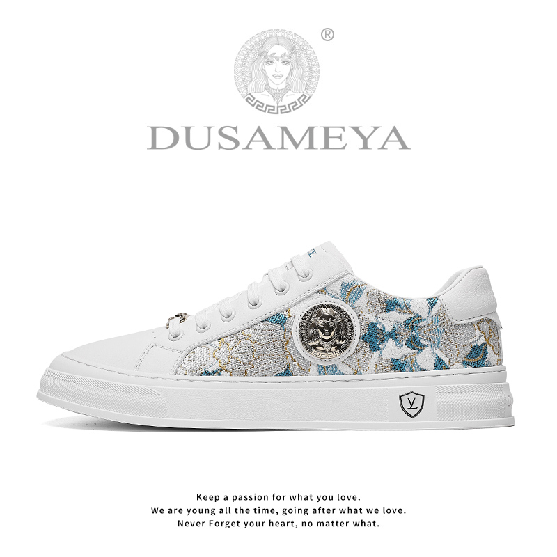 DUSAMEYA/杜莎米娅秋季新款港风时尚休闲百搭透气刺绣轻奢小板鞋