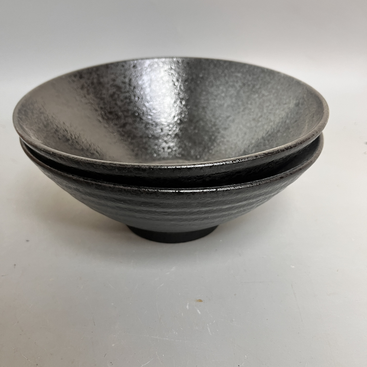 【2个装】家用大容量防烫商用餐具A666窑变黑灰色8英寸