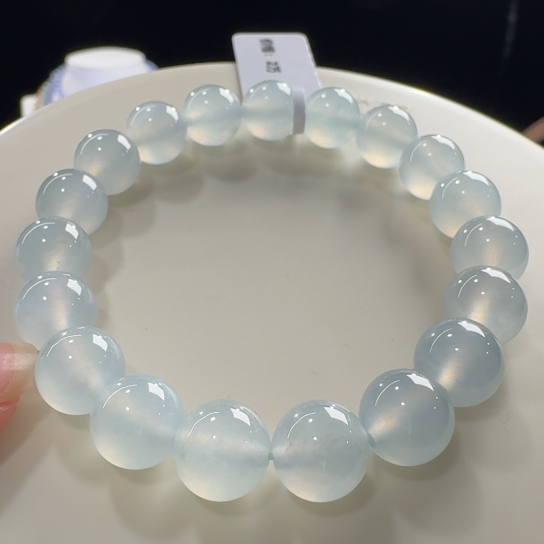 翡翠未镶嵌手链力力力推！！果冻底冰川蓝单圈卡10mm