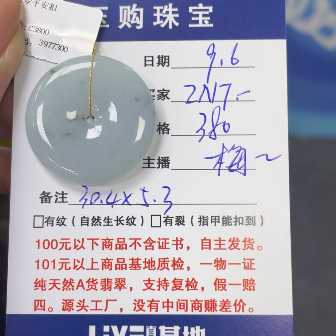 颈饰未镶嵌翡翠Z****九平安扣