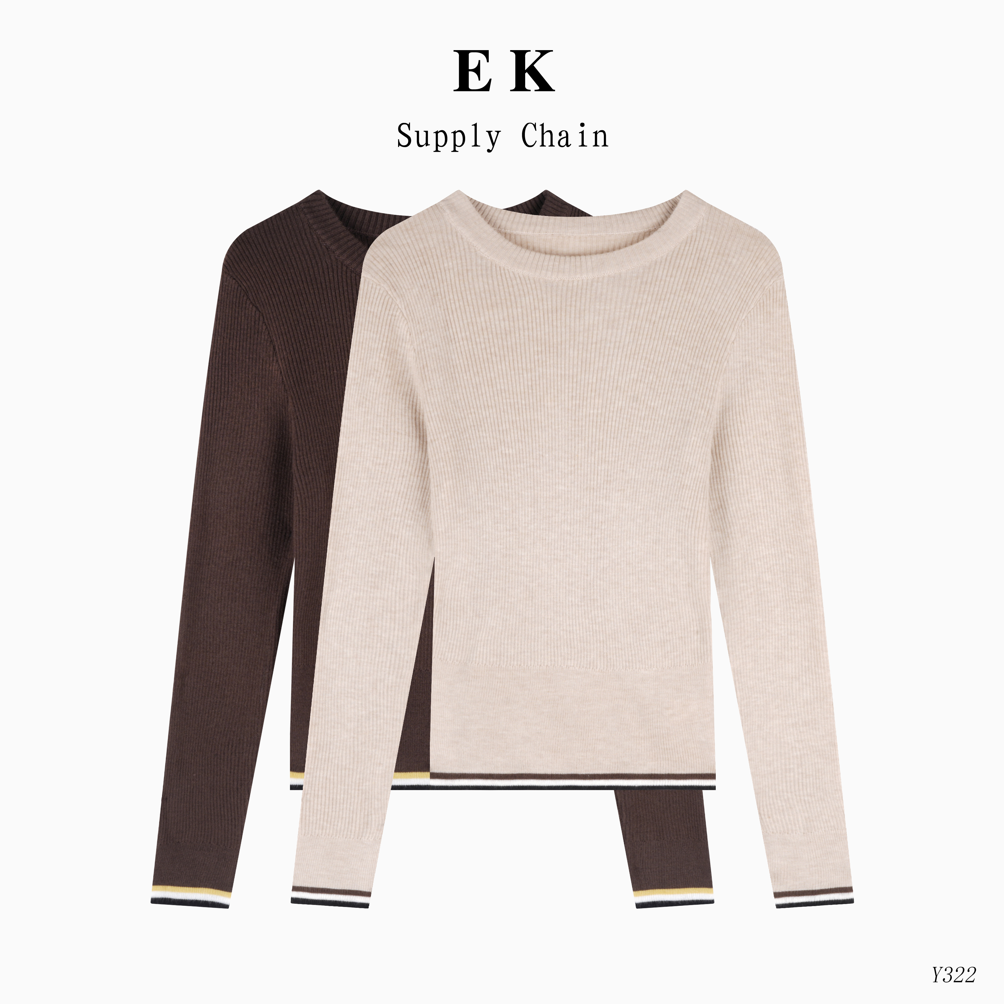 极简高级条纹撞色显瘦针织衫女老钱风休闲百搭羊毛上衣322