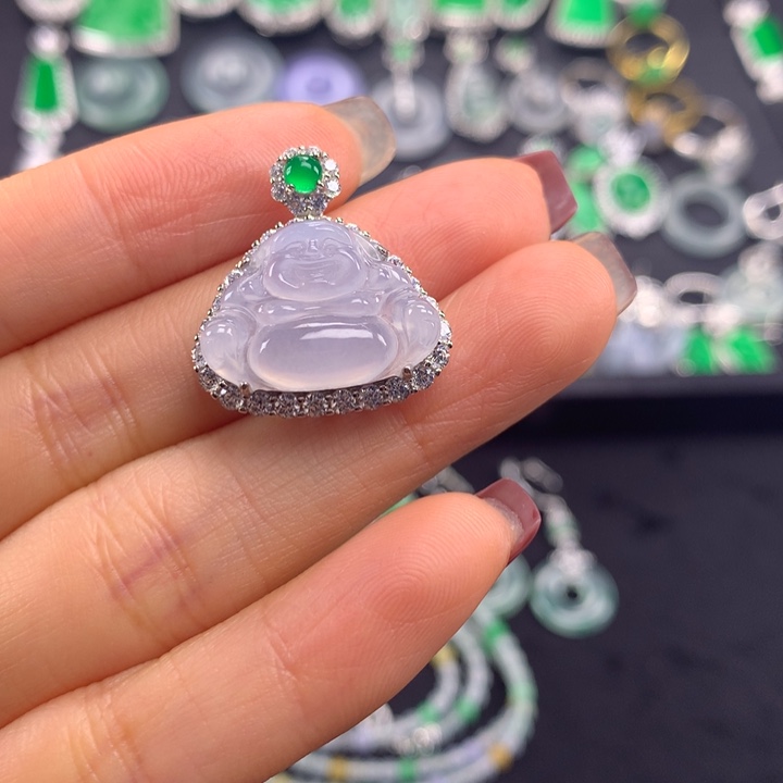 翡翠银S925镶嵌吊坠(不含链)