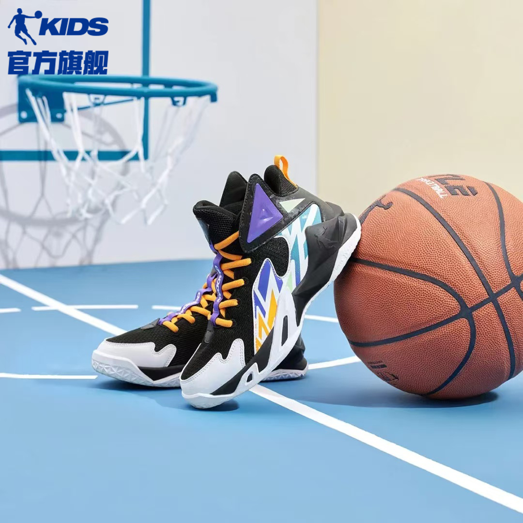 【狂锋密网款】乔丹儿童篮球鞋中大童新款防滑网面高帮男童运动鞋