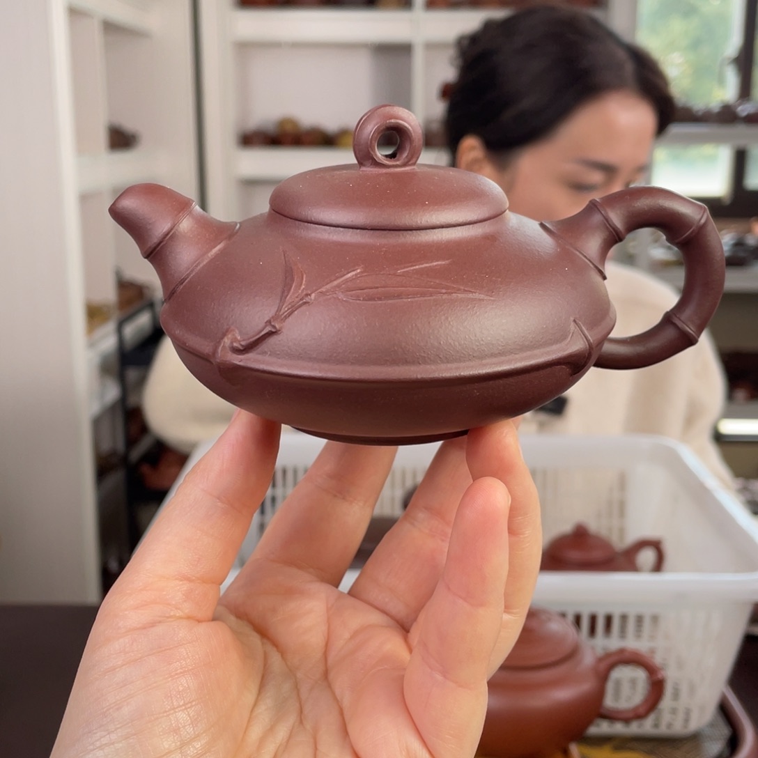 紫砂茶壶紫泥竹节合欢200cc