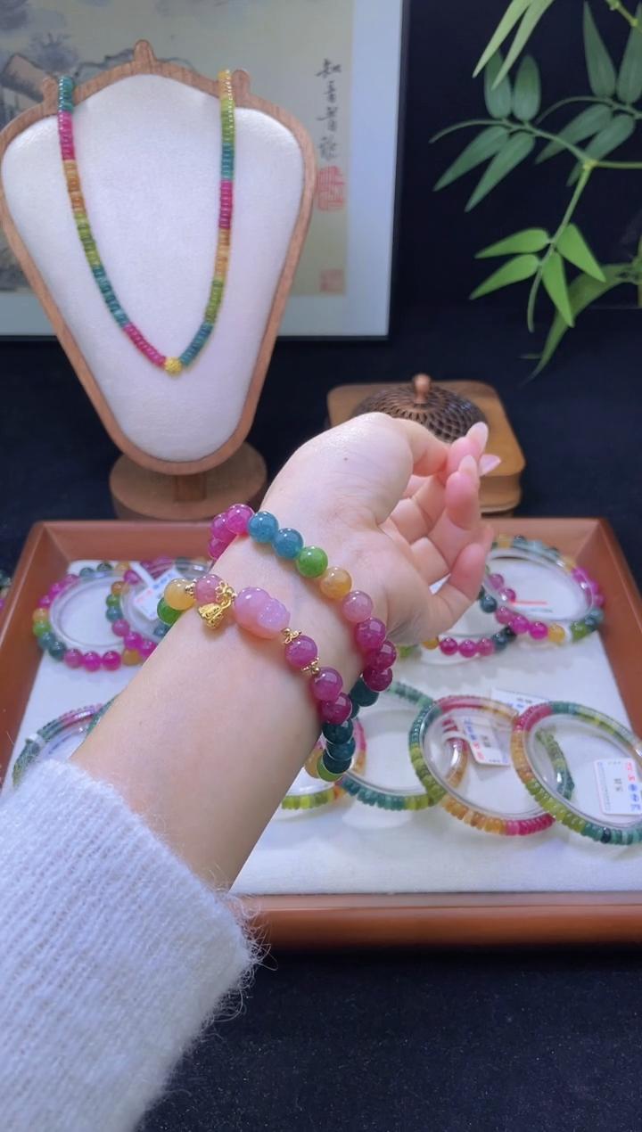 【稀有紫】天然紫碧玺双圈搭配貔貅手串8mm 多样性发