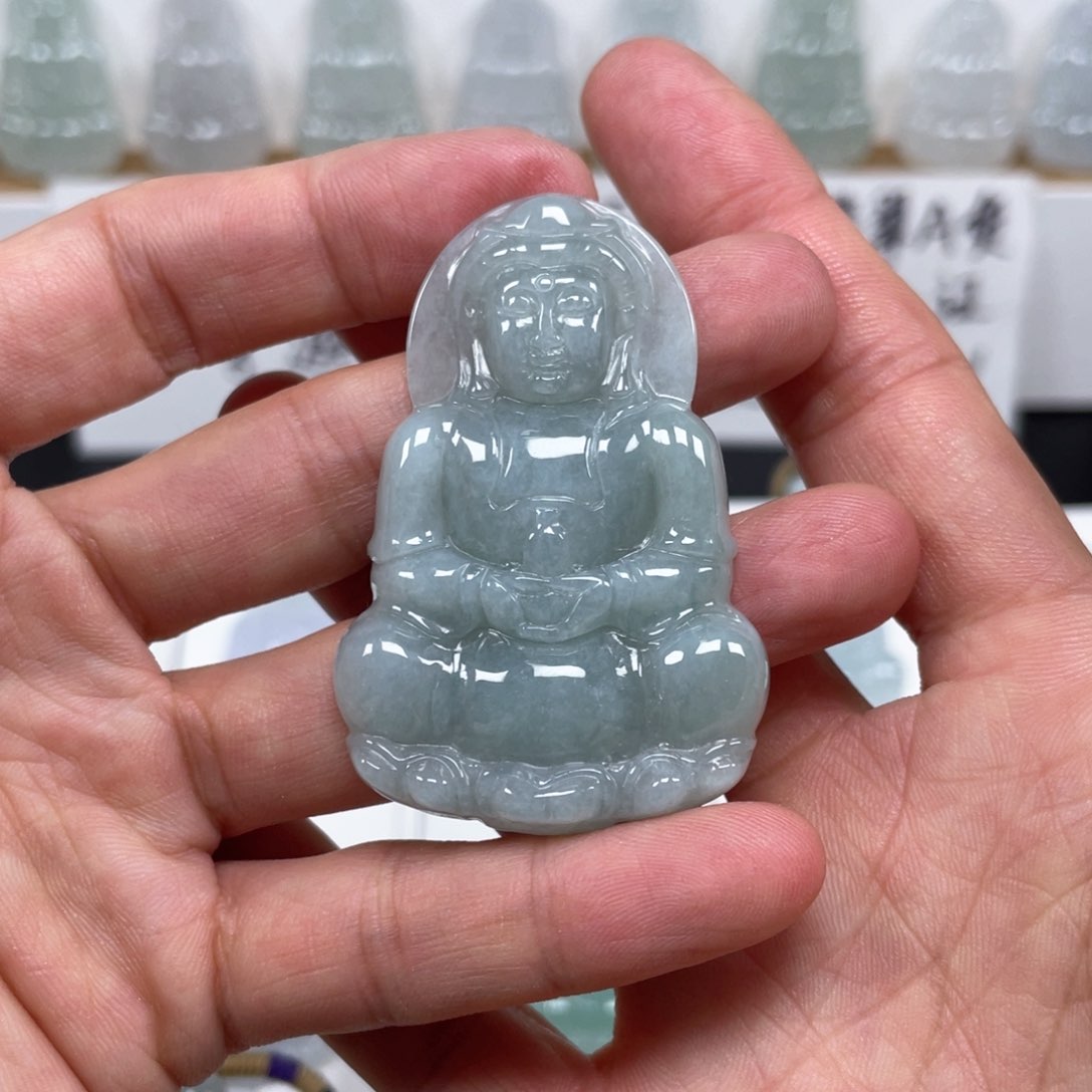 翡翠颈饰未镶嵌天然翡翠A货观音88号