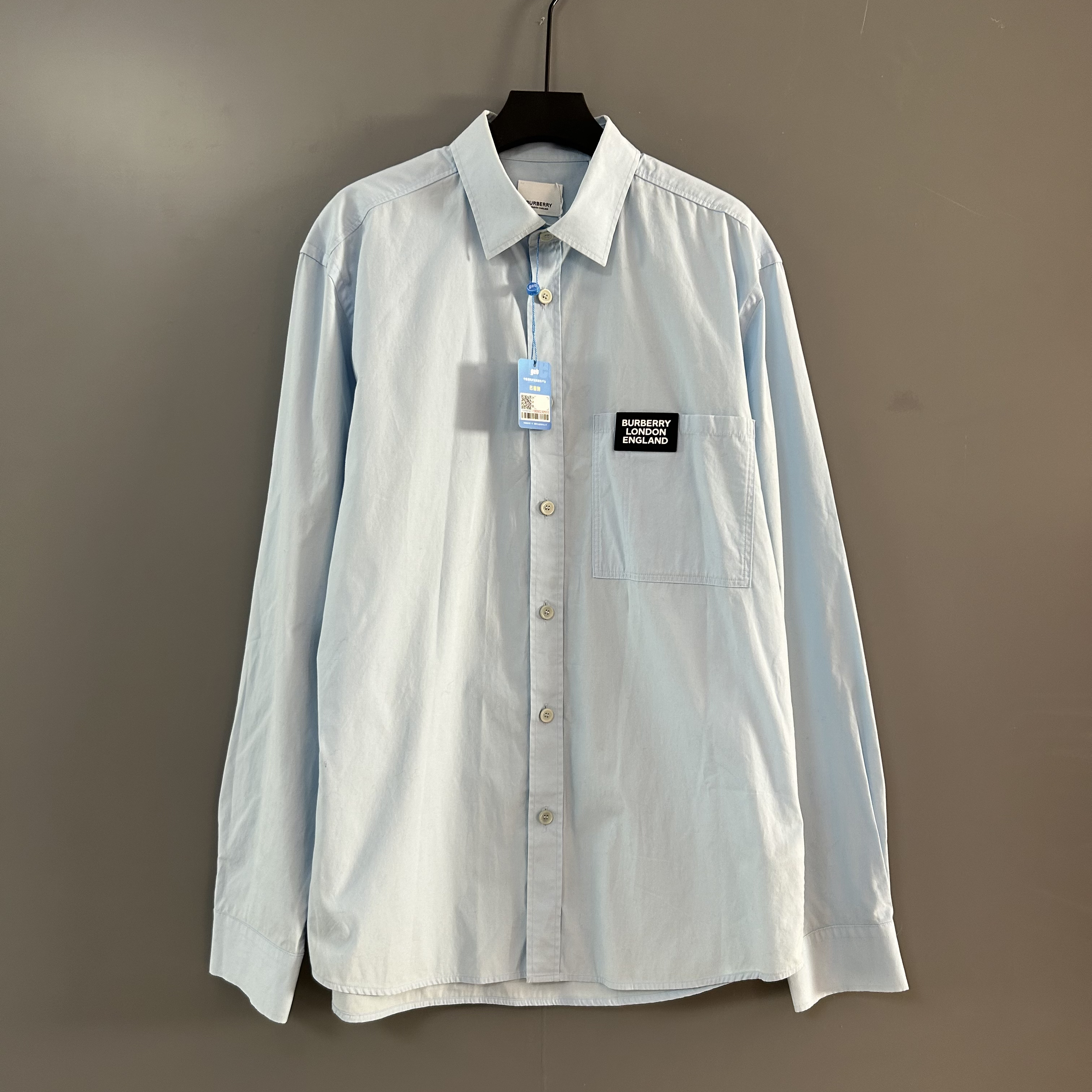 95新 BURBERRY/博柏利 Burberry蓝色长袖衬衫