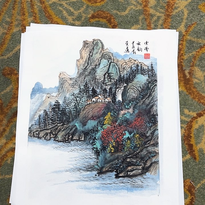 国画觉道小尺副山水