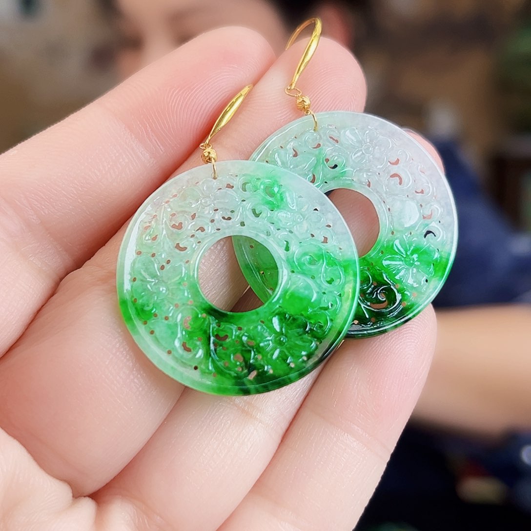 翡翠18K金镶嵌颈饰耳饰多样性