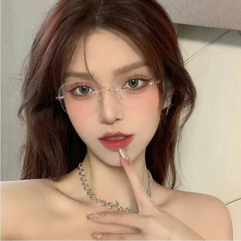 许妍同款素颜无框眼镜近视女可配度数高级感无边框纯欲韩版