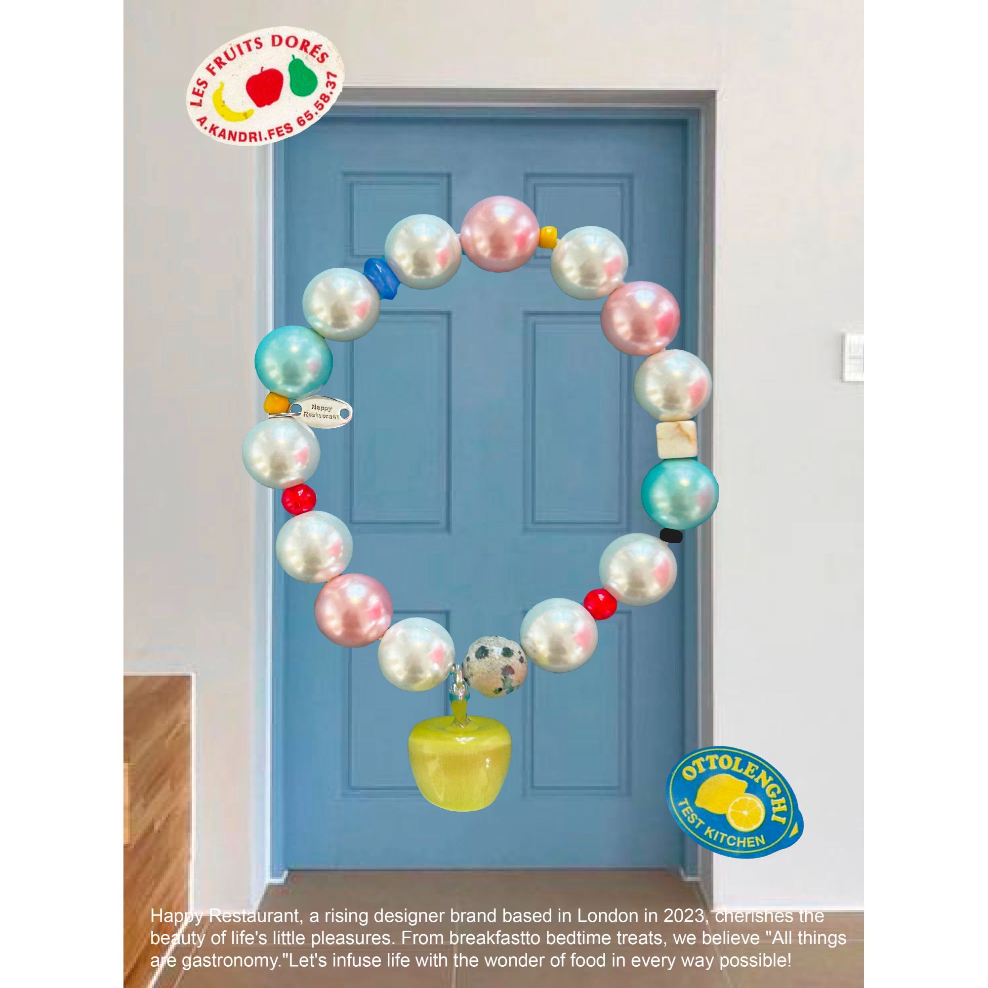 开心餐厅. 天然石雕蘑菇、苹果手链