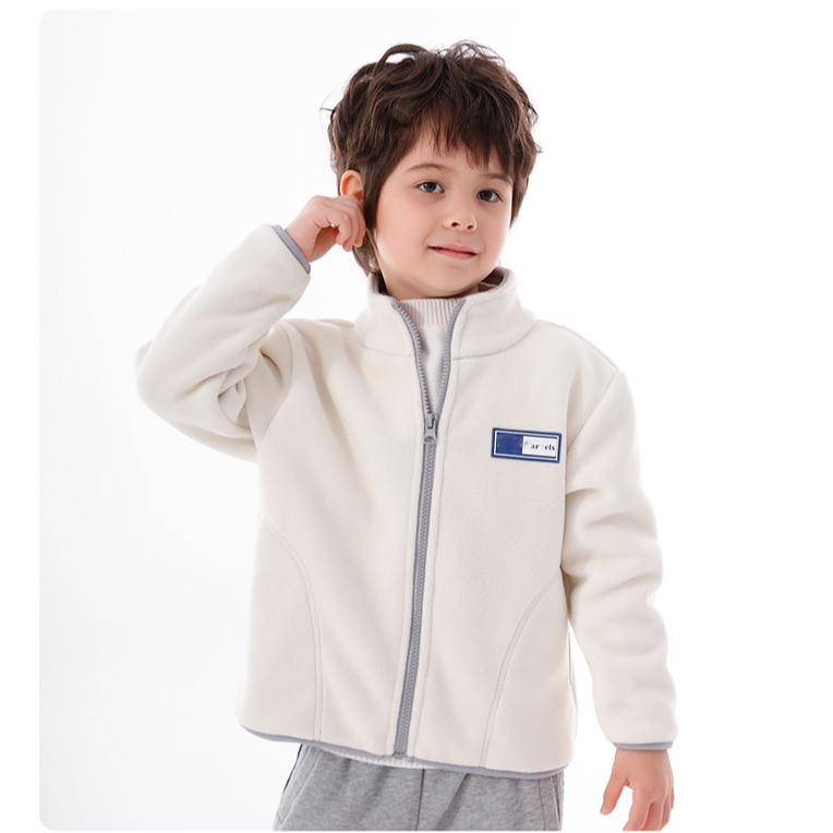 【校服神器】儿童男女童大小童双层蓝白拼接摇粒绒加绒加厚百搭外套