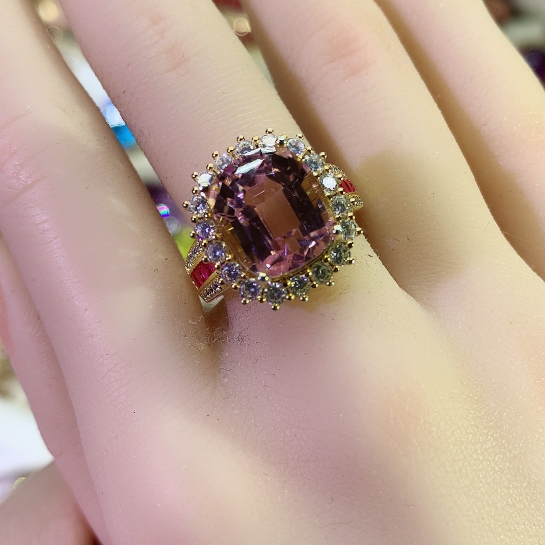 锂辉石戒指银S925镶嵌