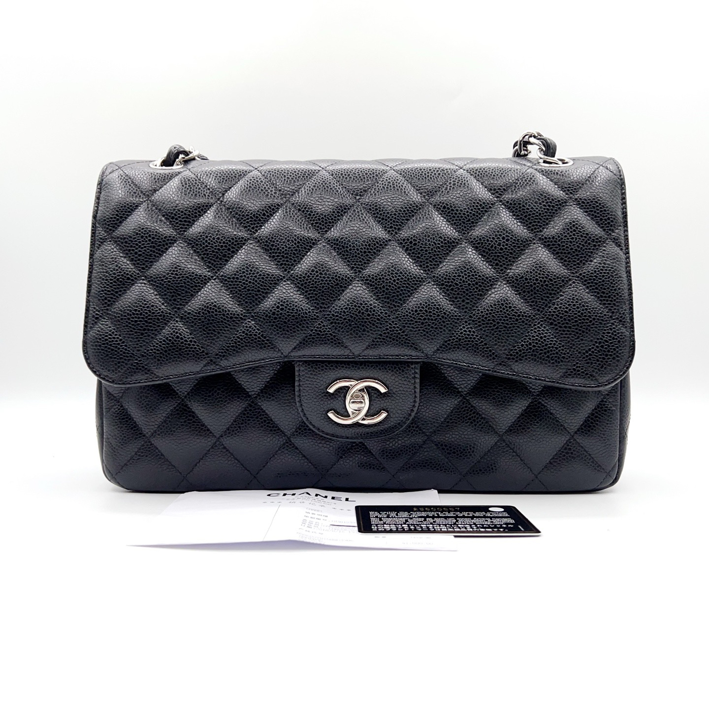99新 Chanel/香奈儿 jumbo黑银荔枝纹 0657