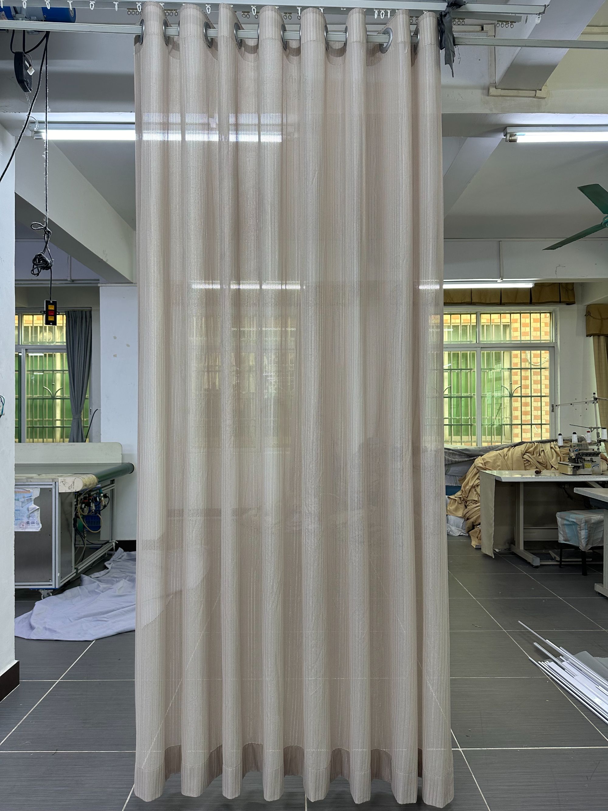 鱼骨纹窗纱-杏色