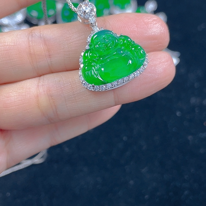 翡翠银S925镶嵌吊坠(不含链)