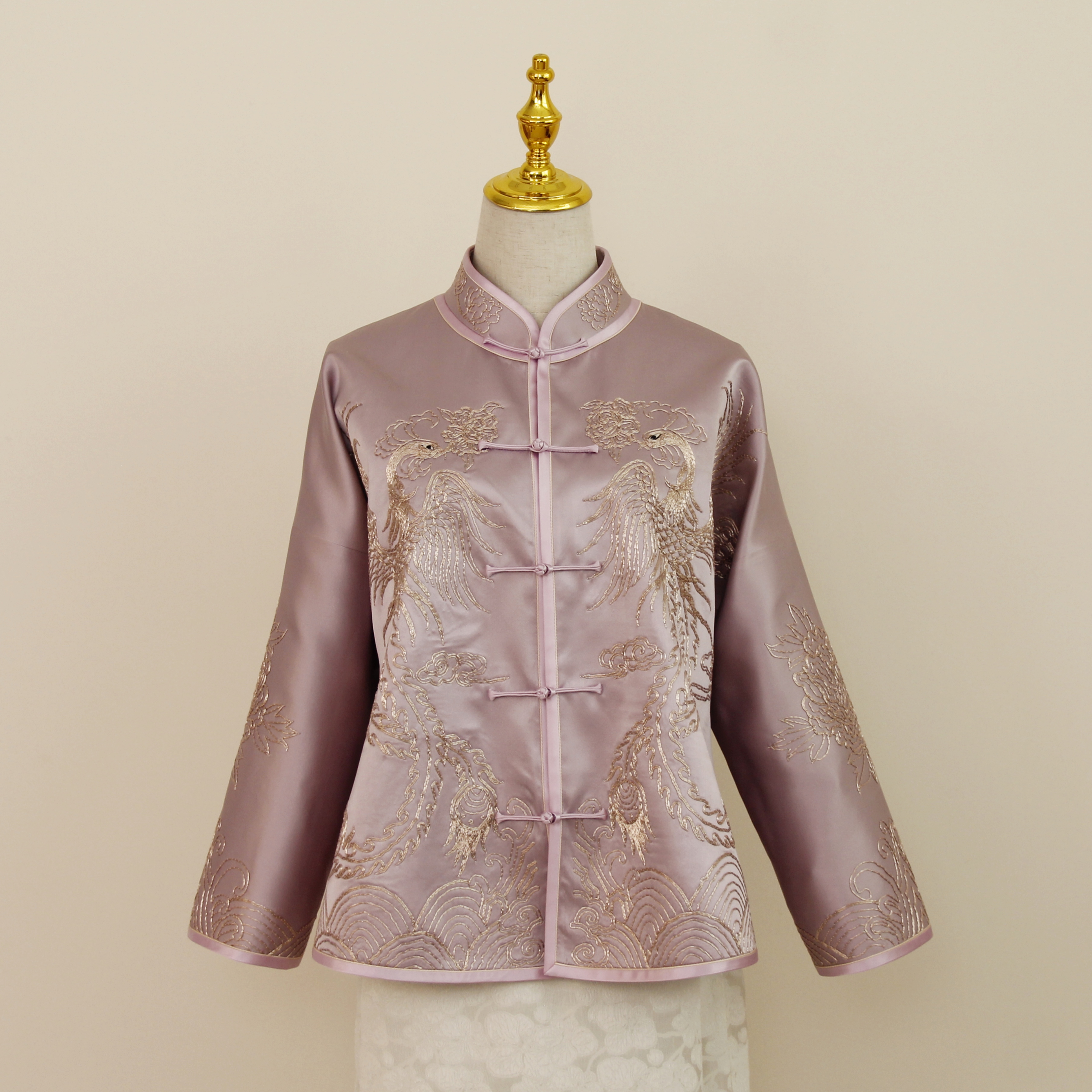 【京绣上衣】新中式国风女装 非遗手工刺绣 立领对襟凤凰海水上衣