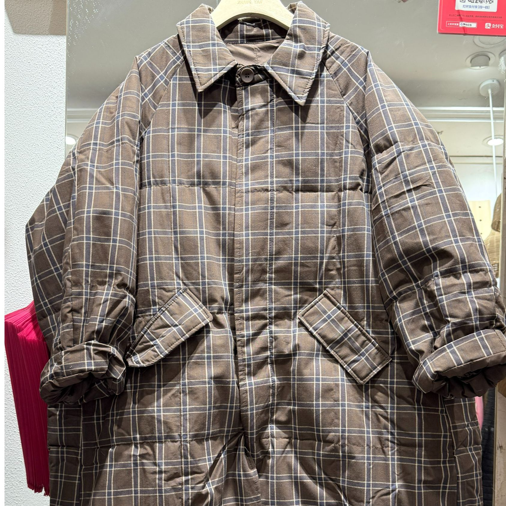 短款单排扣休闲风翻领长袖棉服女士女装