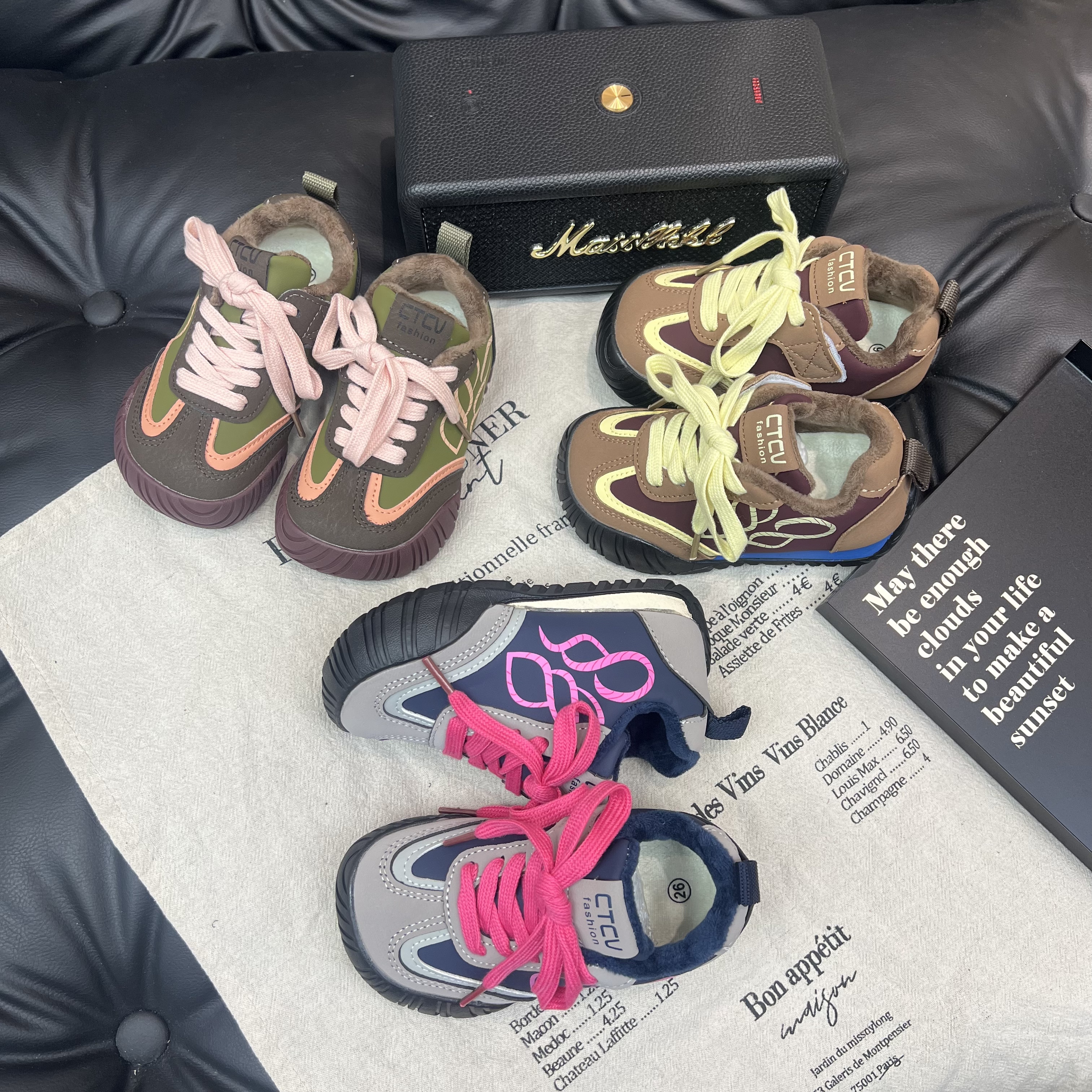 儿童韩版撞色百搭阿甘鞋2025冬季新款男女童防滑耐磨运动鞋250357