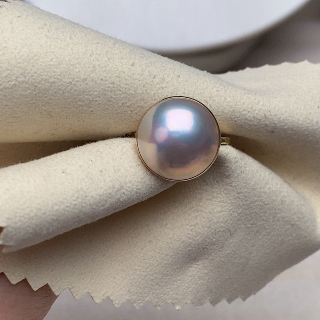 拼合珍珠（马贝珠）戒圈18K金镶嵌