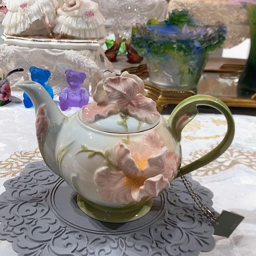 摆件0115高温瓷鸢尾花花壶