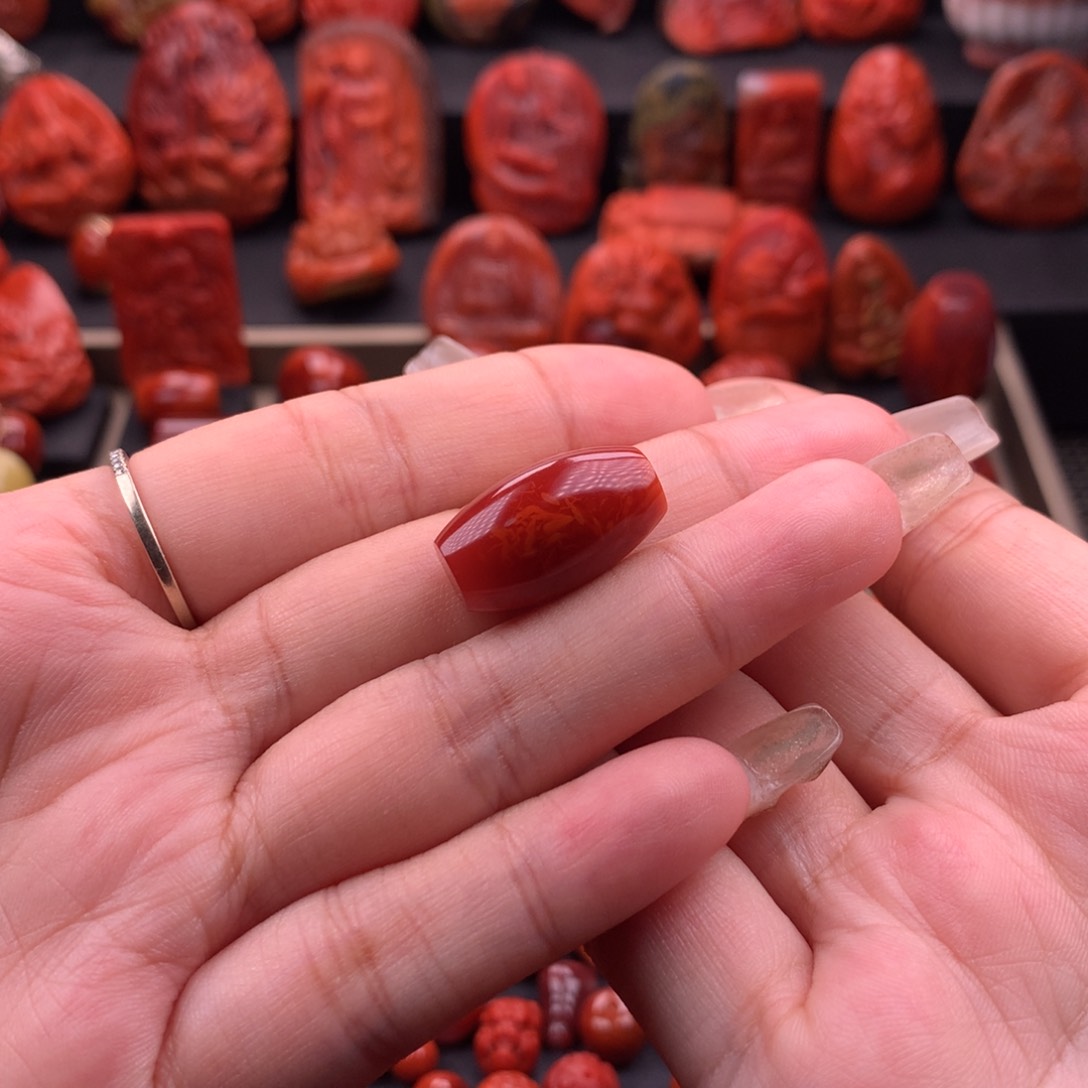 南红玛瑙南红川料原矿高品筒珠12.3mm未镶嵌当*