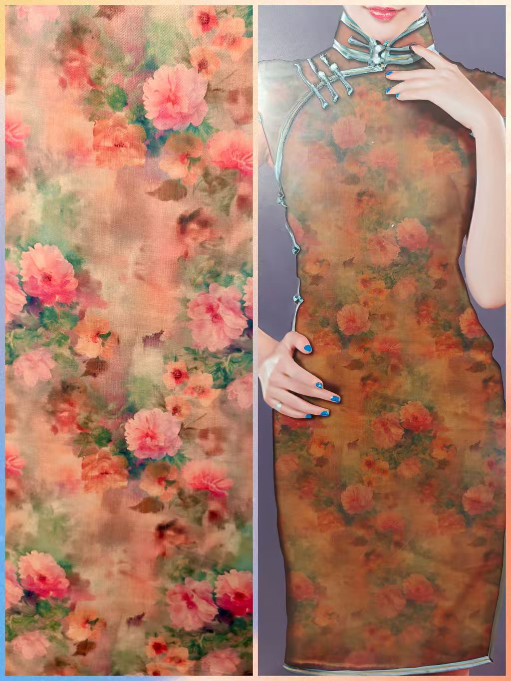 古香醋酸香云缎百棉 柔软 顺滑 透气 吸湿 缤纷花簇