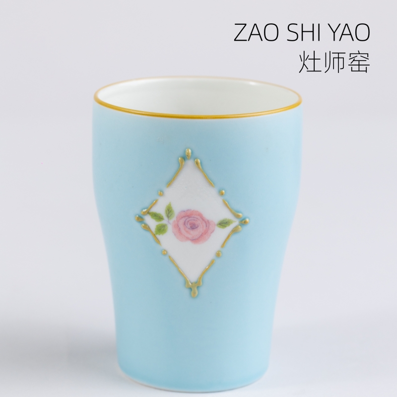 日本进口灶师窑496-527手握杯青色