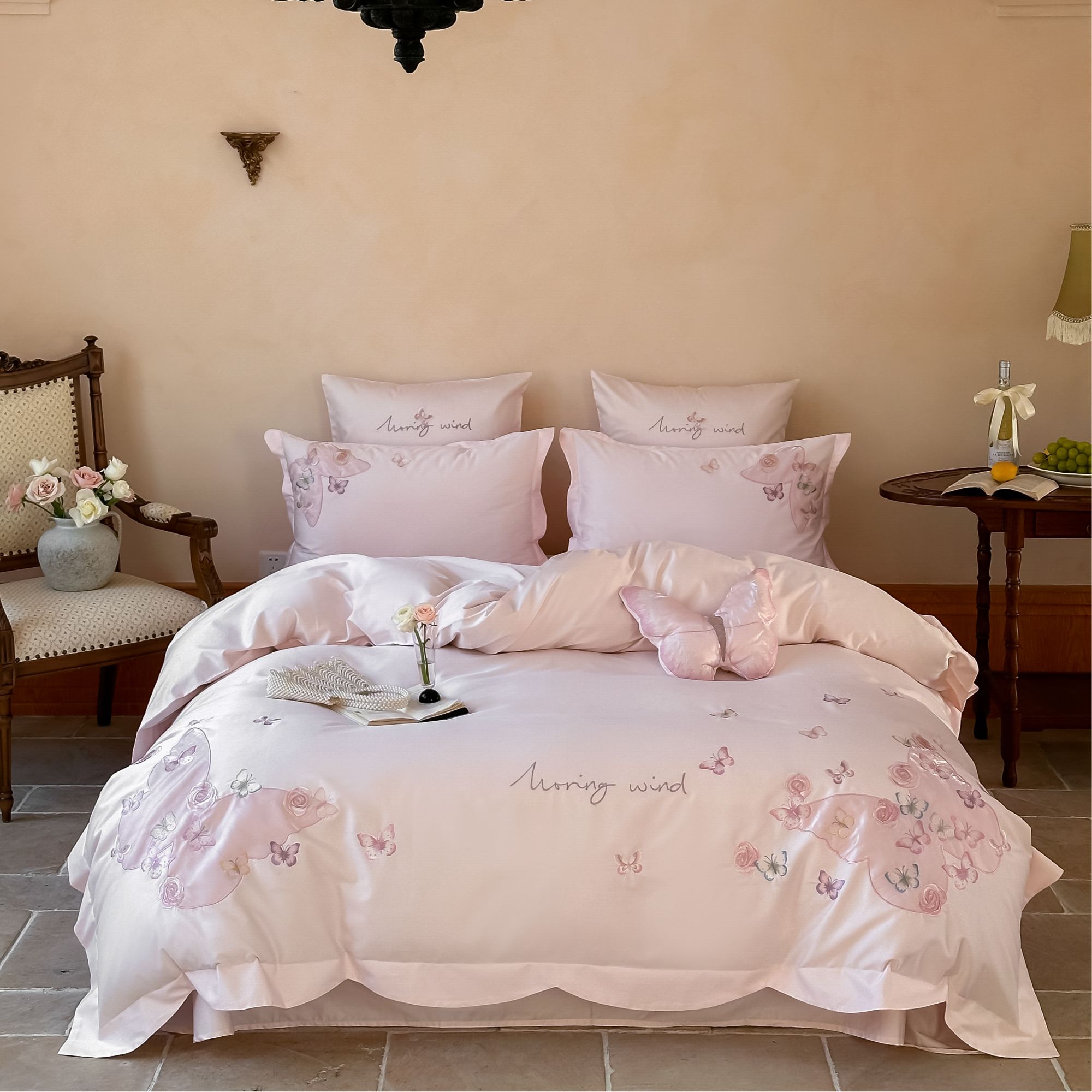 美如梦丨蝶影 新品长绒棉蝴蝶刺绣四件套高奢全棉床上用品