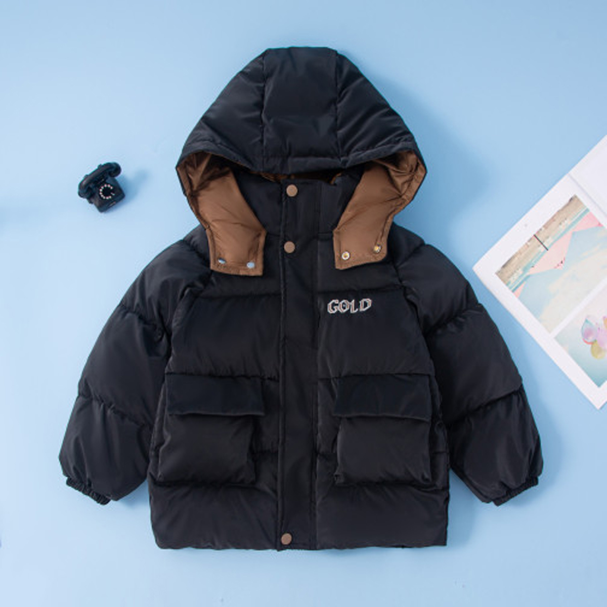 【倩倩严选】197字母印花连帽棉服