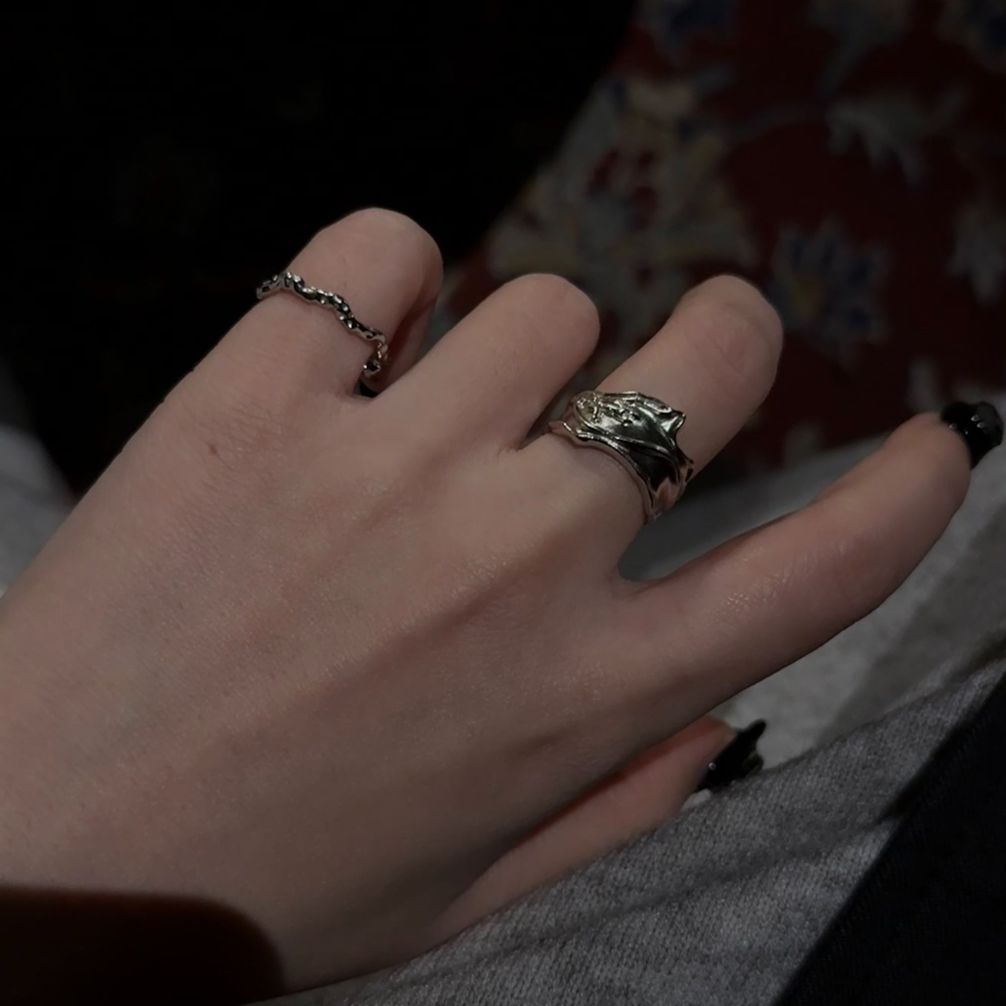 925银戒指 R&Y 通体银 | 小众设计款 | 不规则肌理戒指 | 