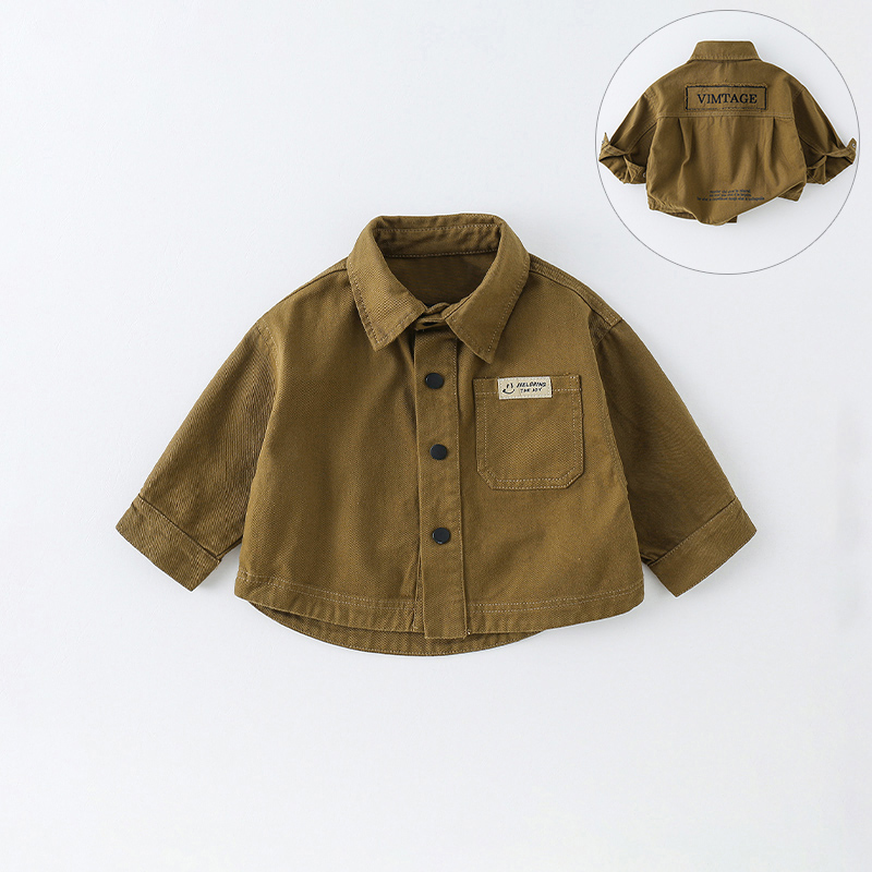 SCBEBE纯棉儿童外套衬衫春秋新款韩版洋气复古重工AW601