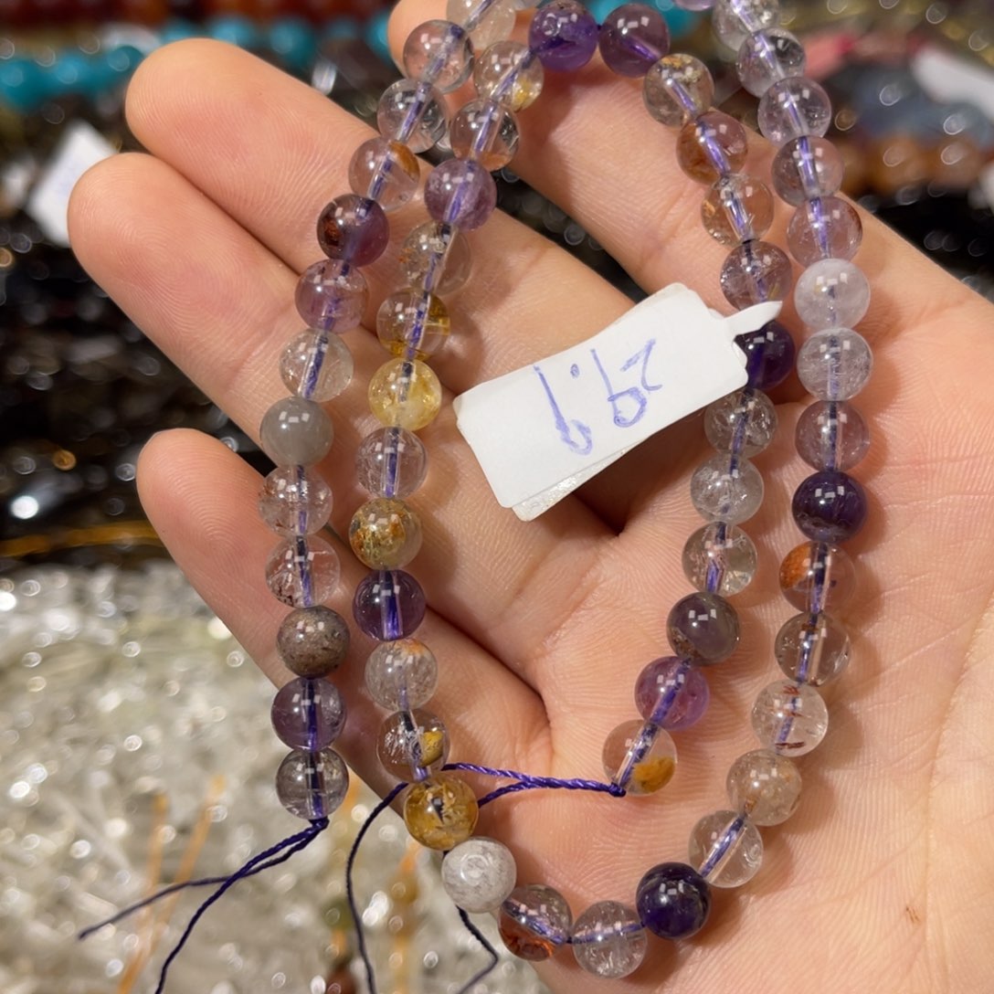 手链银S925镶嵌烟晶紫钛幽灵卡6