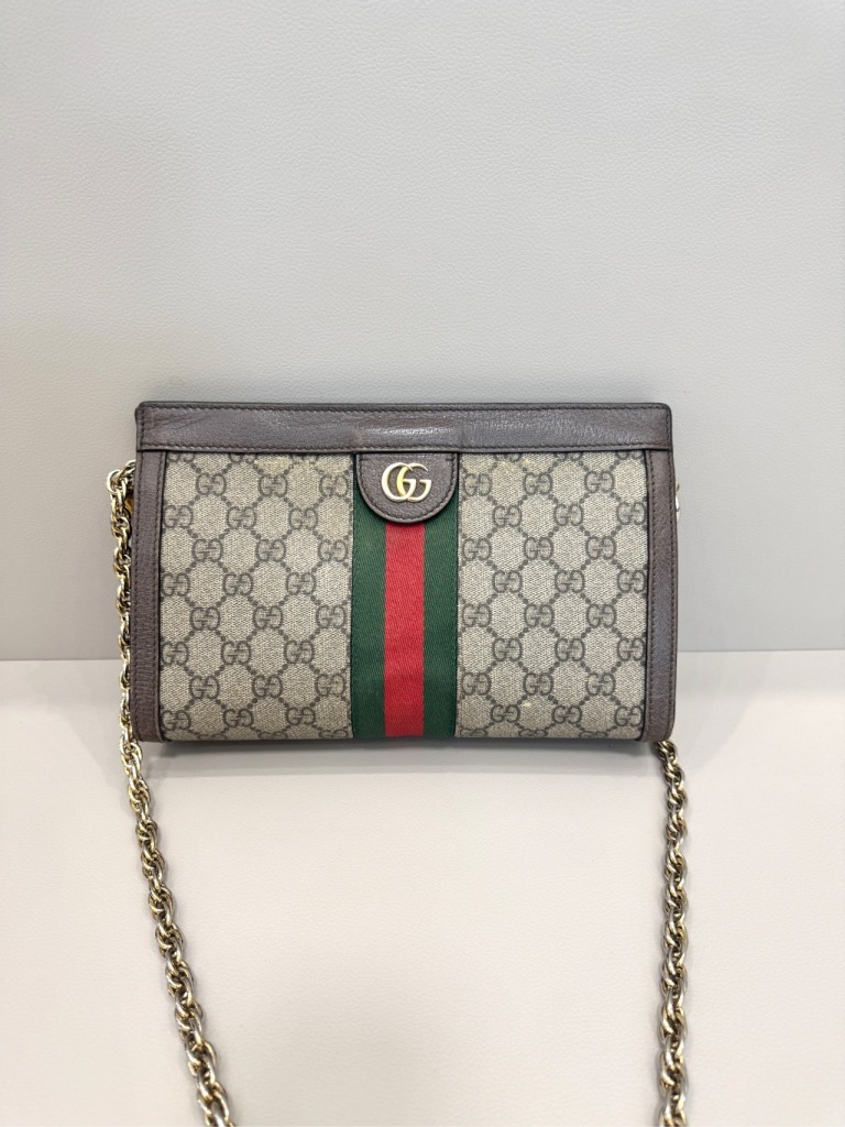 95新 GUCCI/古驰 小号老花夹子包链条包M6215