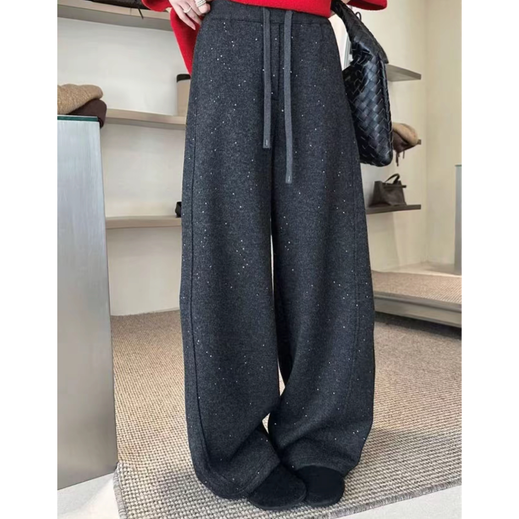 【满天星～】亮晶晶小弯刀休闲裤～下面可抽绳