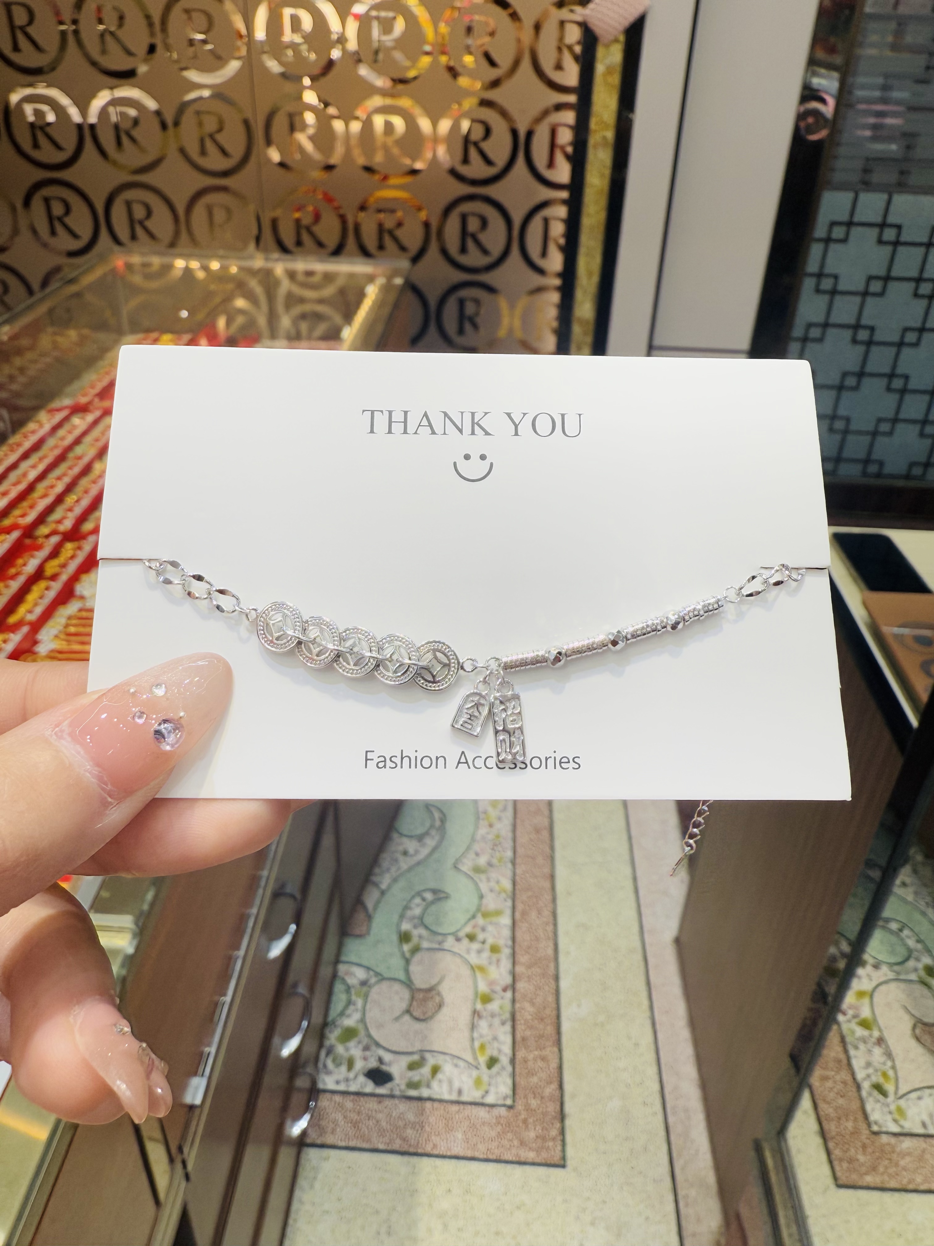 925银手链 招财五帝钱S925纯银手链女士精致手饰情人节礼物送女友