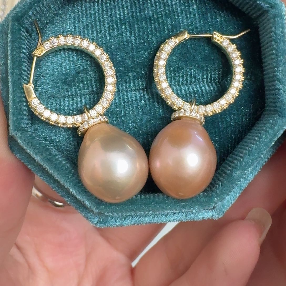 淡水珍珠耳饰银S925镶嵌
