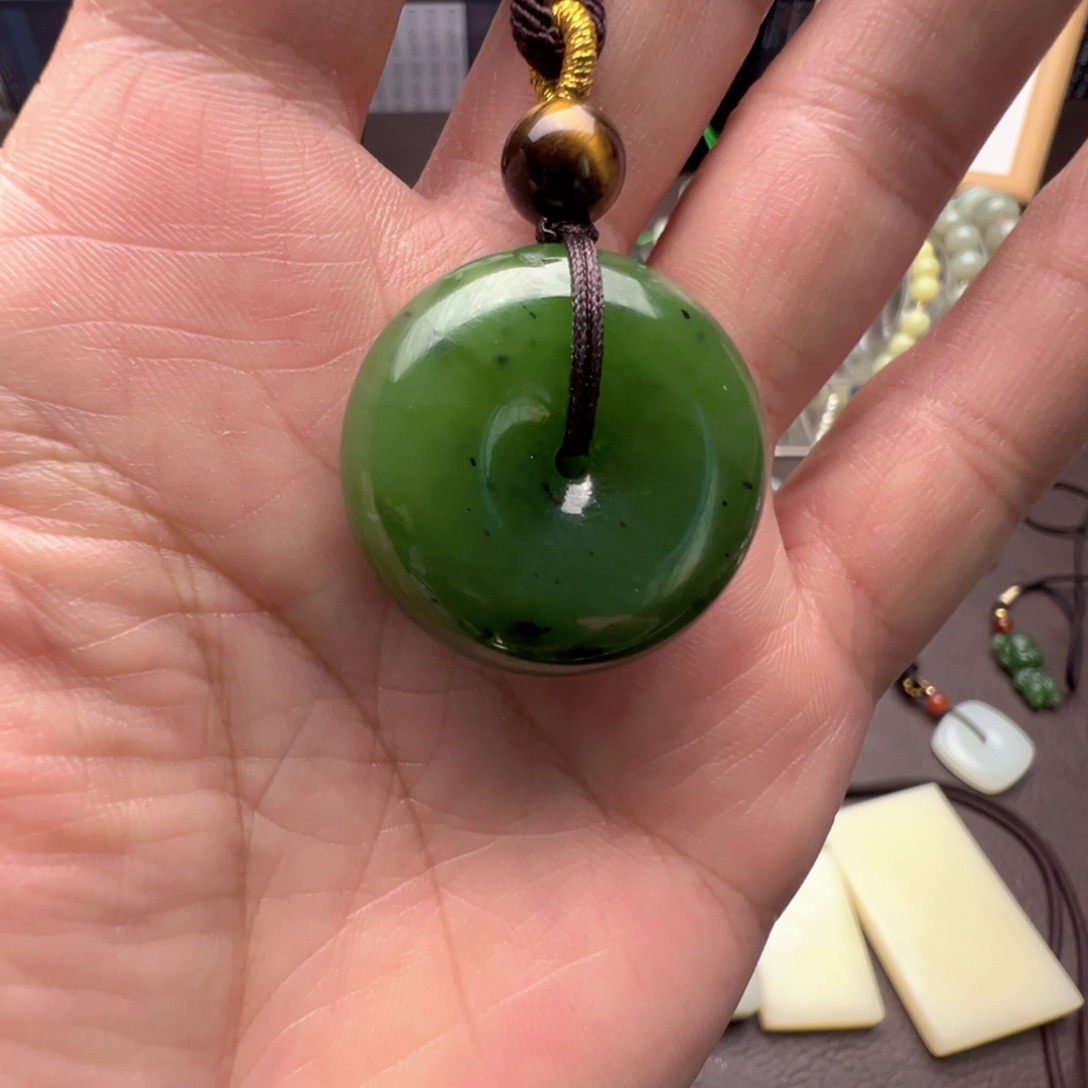 和田玉未镶嵌颈饰和田玉碧玉平安扣28mm