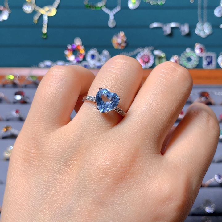 托帕石戒指银S925镶嵌