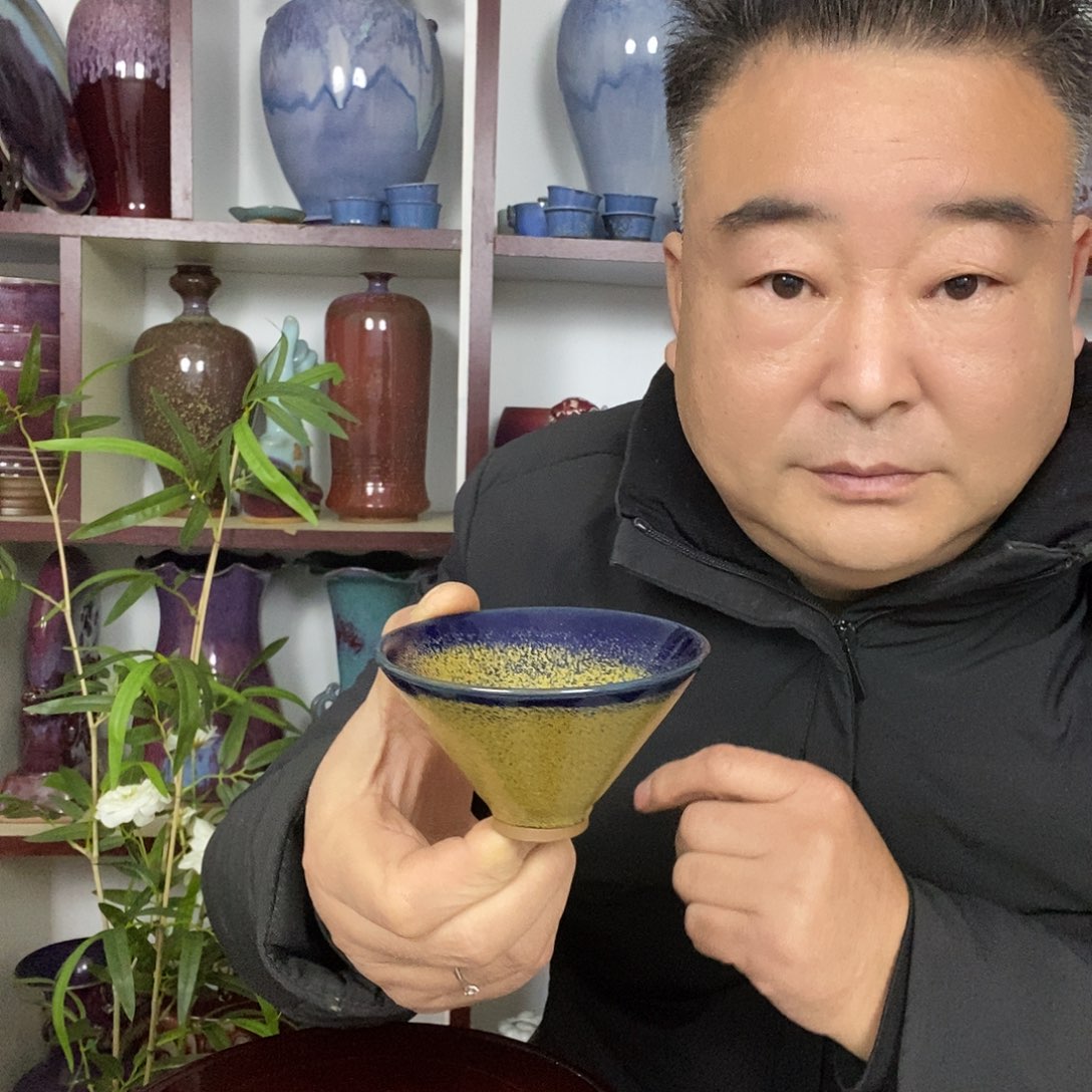 杯钧瓷主人杯斗笠杯高温窑变