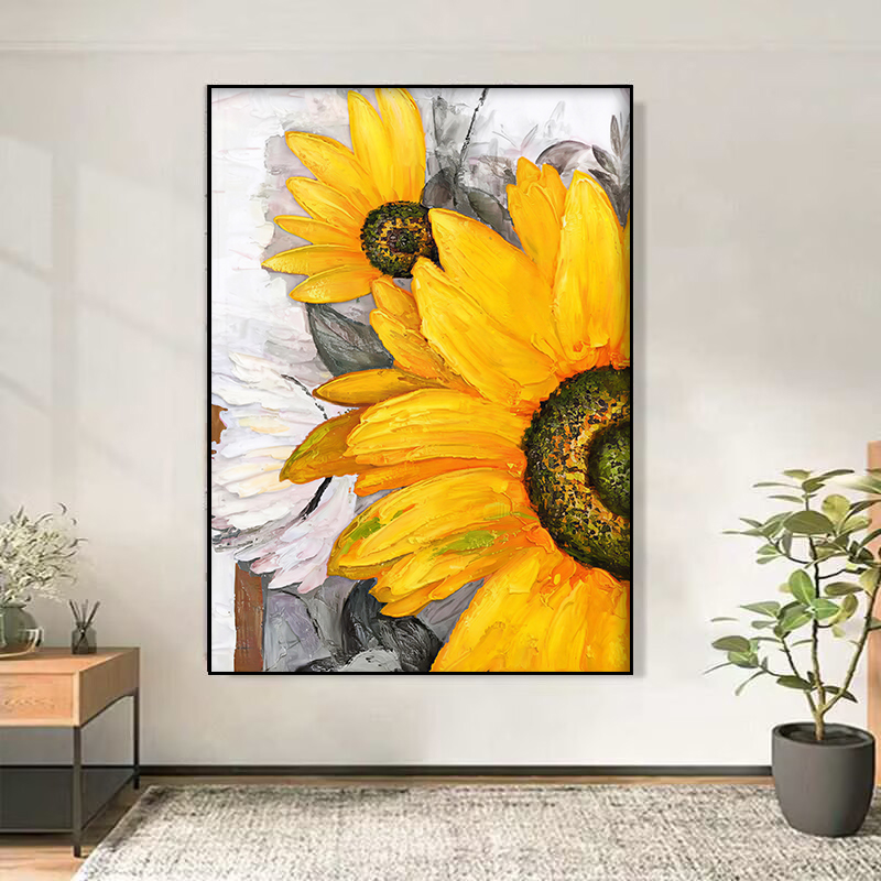 Y49《向日葵》客厅沙发背景墙装饰画玄关餐厅挂画小众现代艺术壁画
